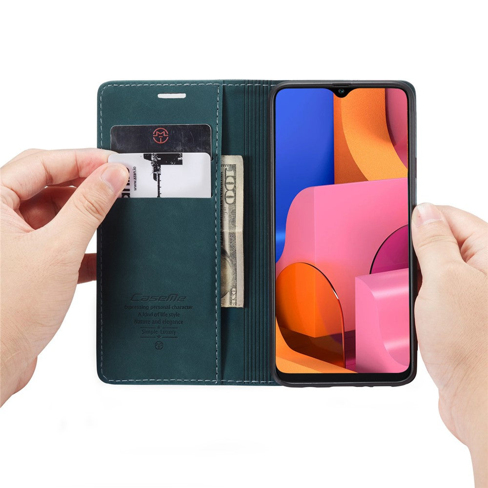 CASEME 013 Series Auto-absorbed Leather Wallet Case with Stand for Samsung Galaxy A20s