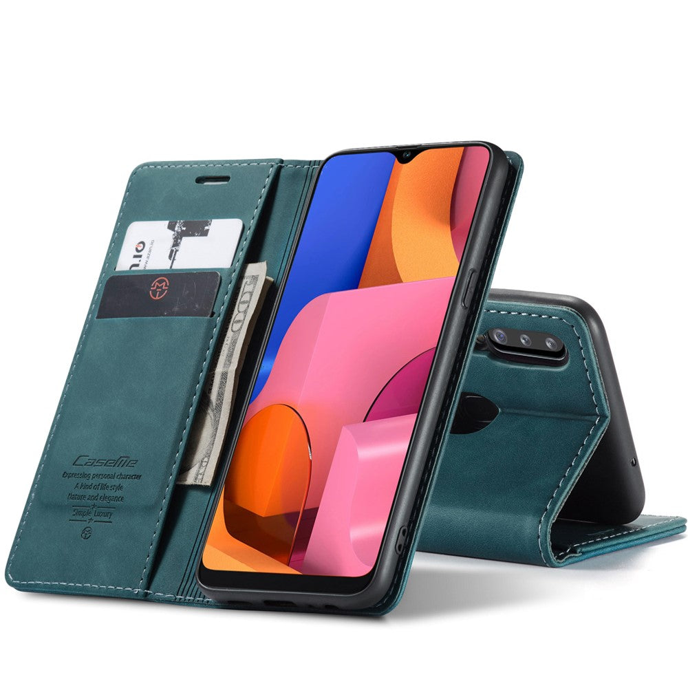 CASEME 013 Series Auto-absorbed Leather Wallet Case with Stand for Samsung Galaxy A20s