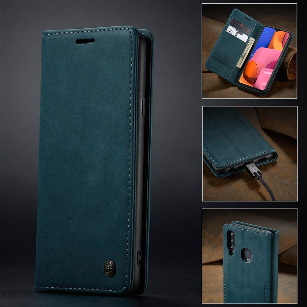 CASEME 013 Series Auto-absorbed Leather Wallet Case with Stand for Samsung Galaxy A20s