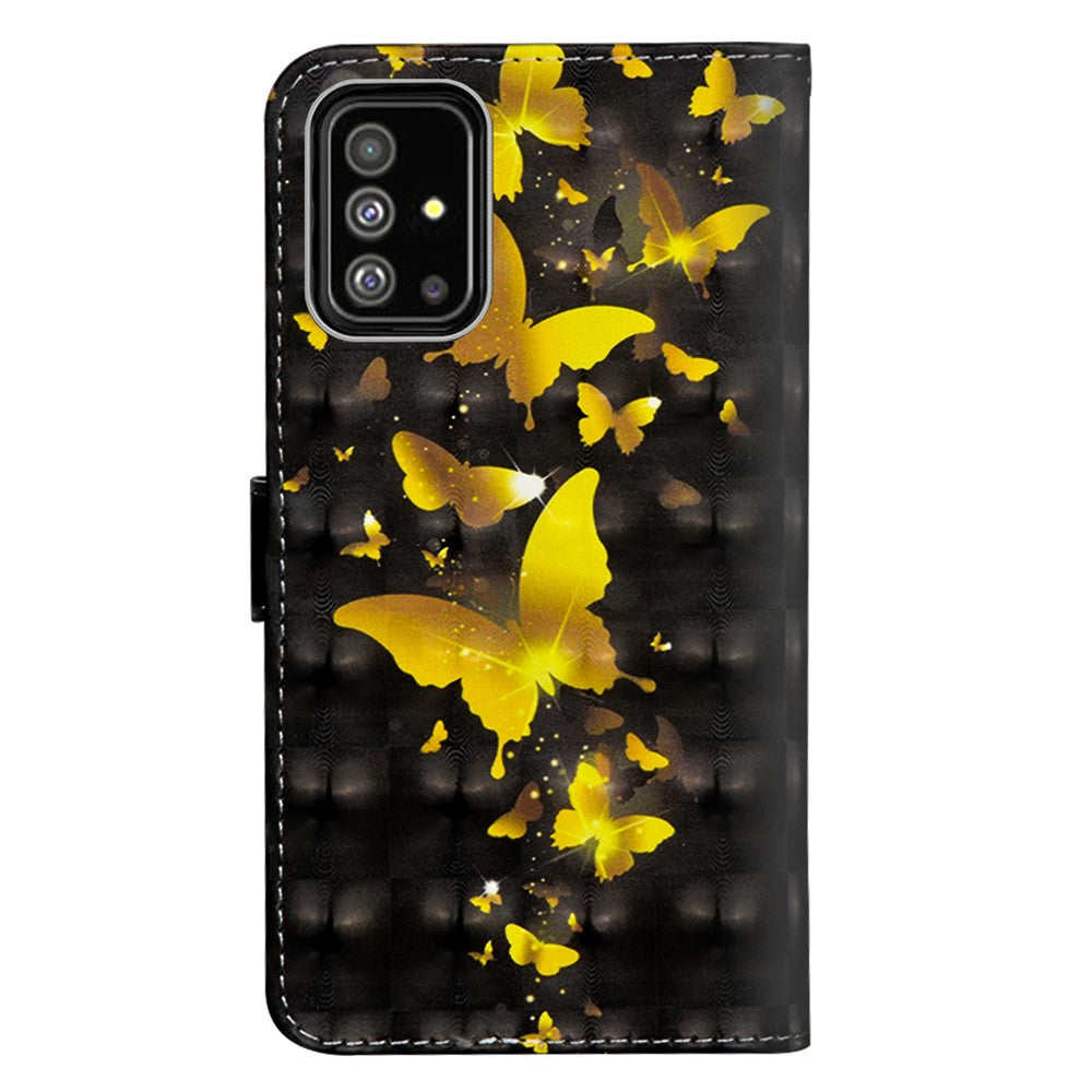 Pung-etui i læder med let plet-dekor og rem til Samsung Galaxy A71