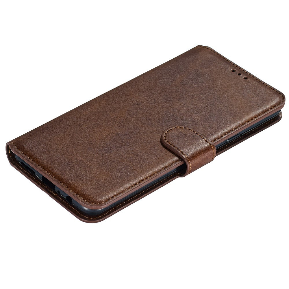 Til Samsung Galaxy A20s ensfarvet beskyttende læderpungcover
