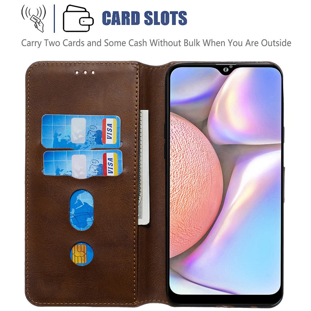 Til Samsung Galaxy A20s ensfarvet beskyttende læderpungcover