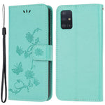 Imprint Butterfly Flower Skin PU Leather Flip Cell Case for Samsung Galaxy A51