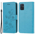 Imprint Butterfly Flower Skin PU Leather Flip Cell Case for Samsung Galaxy A51