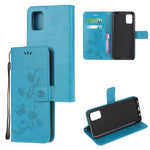 Imprint Butterfly Flower Overflade PU Læder Flip Cover til Samsung Galaxy A71