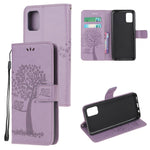 For Samsung Galaxy A51 Imprint Tree Owl Wallet Leather Protective Case