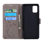 Imprint Butterflies Wallet Stand Flip Leather Phone Shell for Samsung Galaxy A51