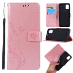 Imprint Butterflies Wallet Stand Flip Leather Phone Shell for Samsung Galaxy A51