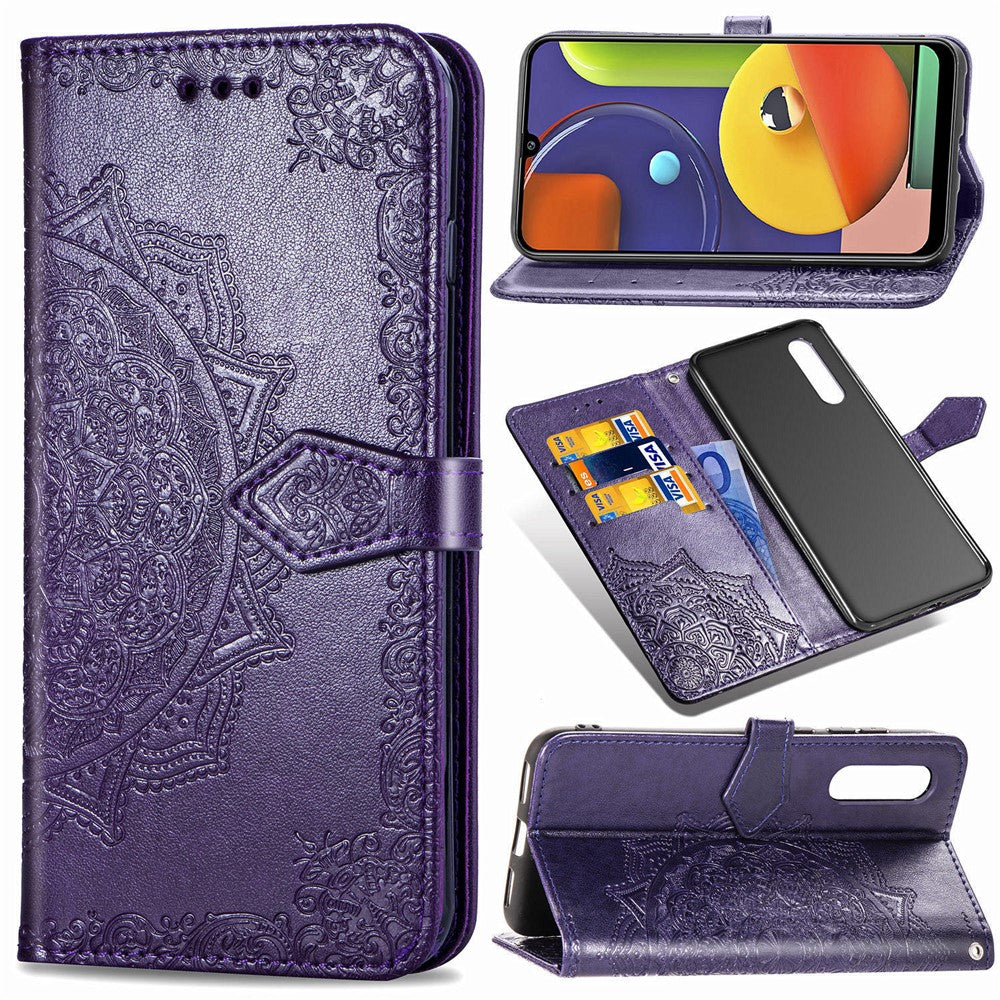 Embossed Mandala Flower Wallet Stand Leather Case for Samsung Galaxy A50s/A50/A30s
