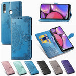 Præget Mandala Blomst Pung Stand Læder Telefoncover til Samsung Galaxy A20s
