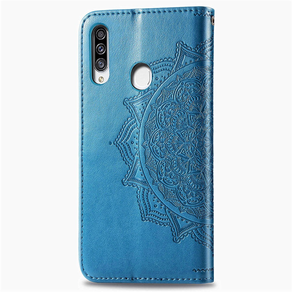 Præget Mandala Blomst Pung Stand Læder Telefoncover til Samsung Galaxy A20s