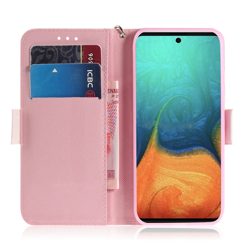 Pung i læder til Samsung Galaxy A71 A715 med mønster med lys plet