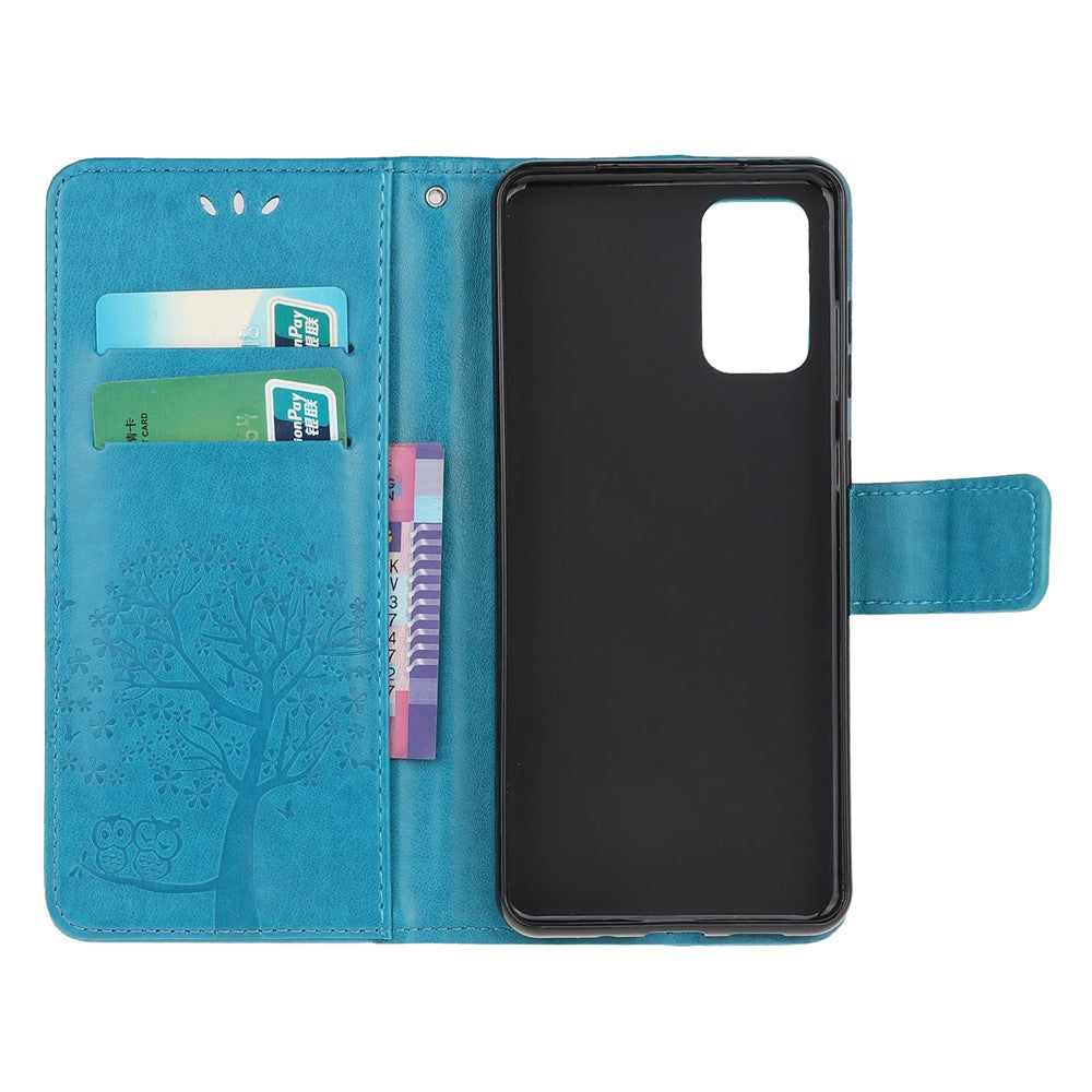 Imprint Tree Owl Leather Wallet Phone Shell for Samsung Galaxy S20 4G/S20 5G