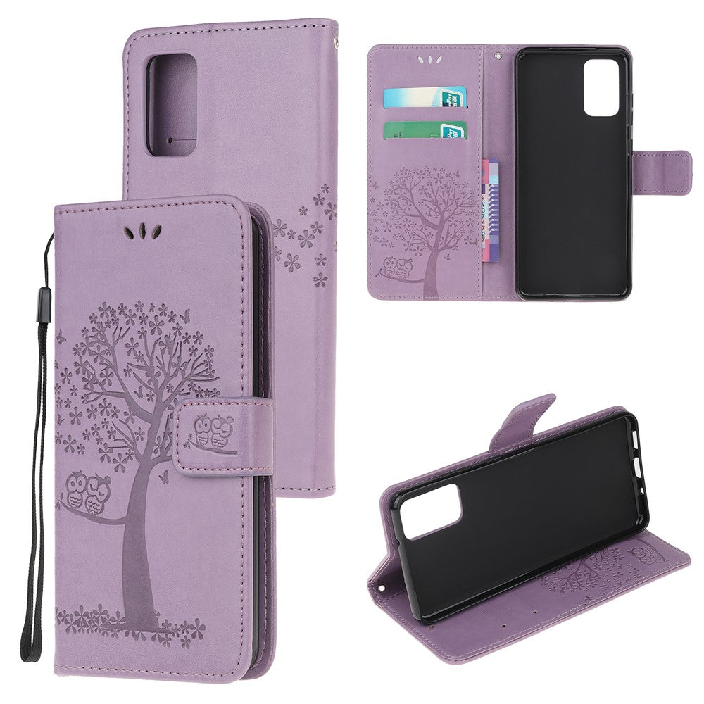 Imprint Tree Owl Leather Wallet Phone Shell for Samsung Galaxy S20 4G/S20 5G