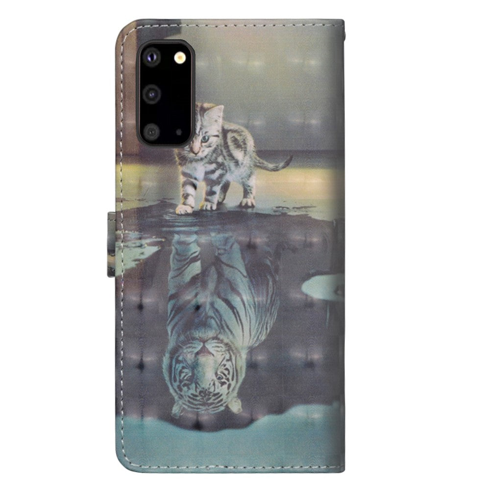 Light Spot Decor Patterned Leather Shell Stand Case for Samsung Galaxy S20 Ultra