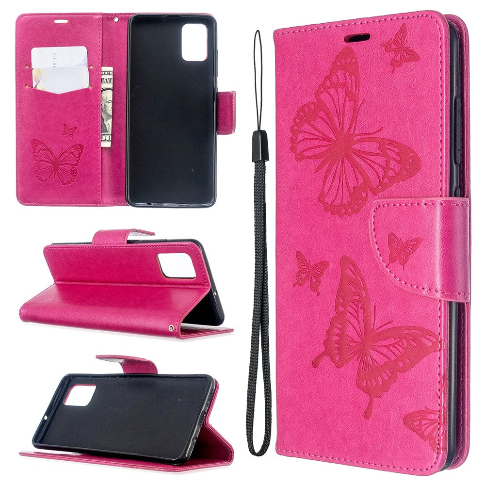 Imprint Butterfly Wallet Leather Stand Case for Samsung Galaxy A51