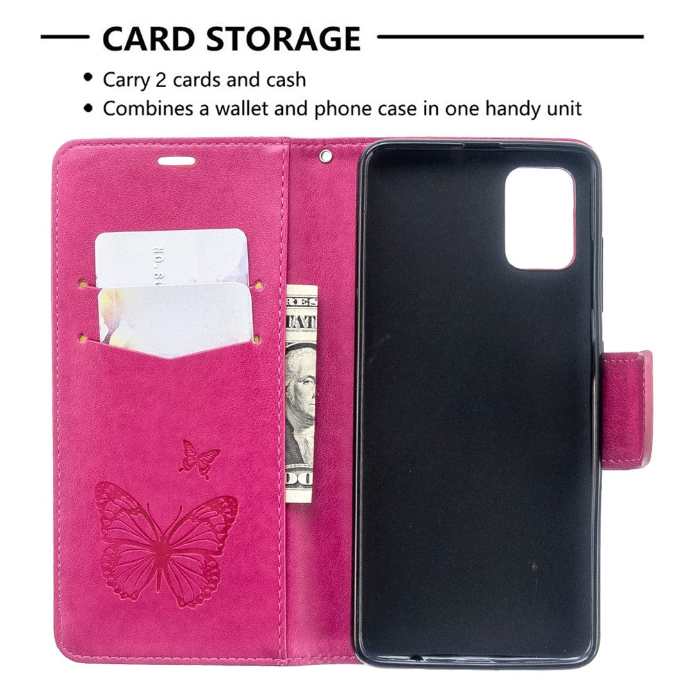 Imprint Butterfly Wallet Leather Stand Case for Samsung Galaxy A51