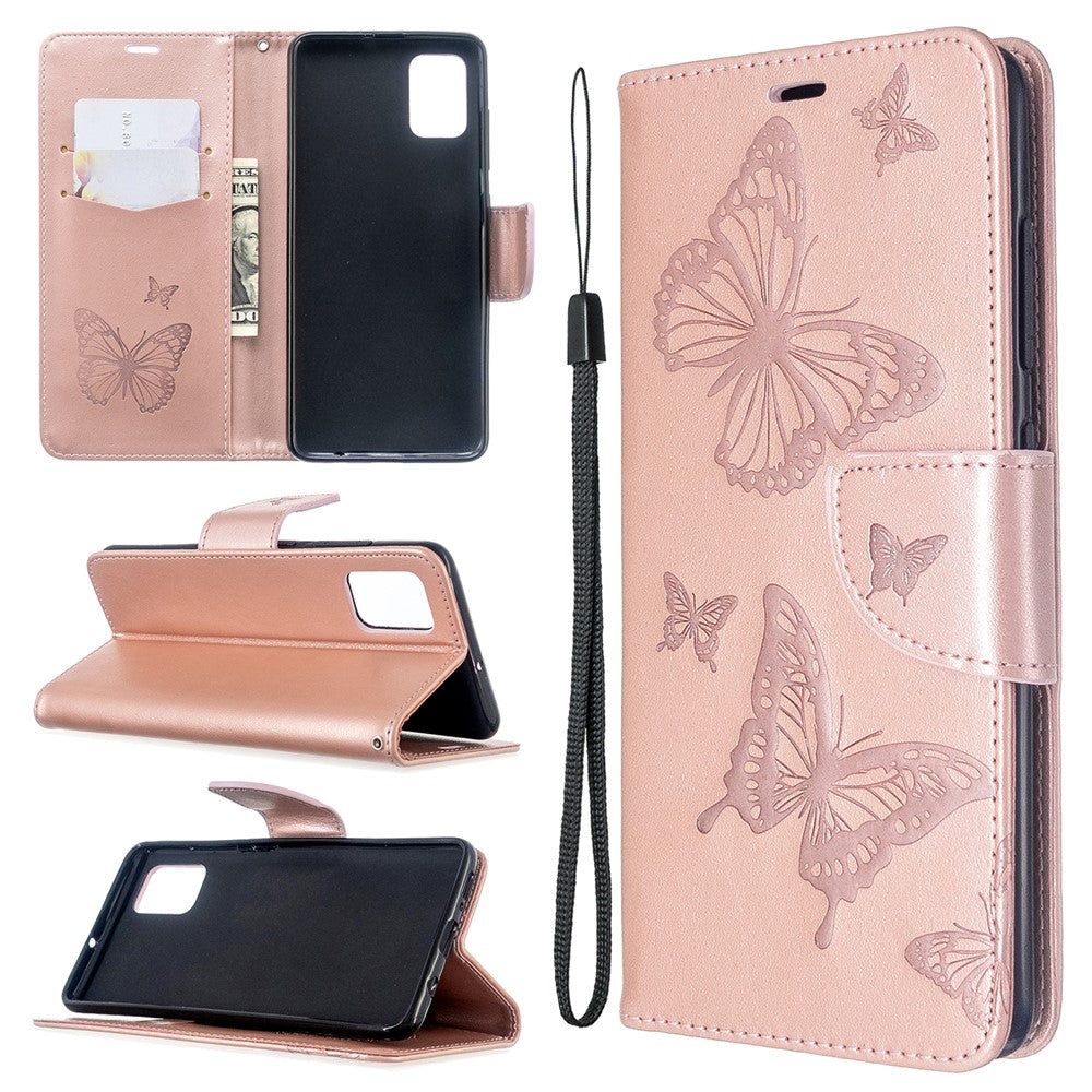 Imprint Butterfly Wallet Leather Stand Case for Samsung Galaxy A51