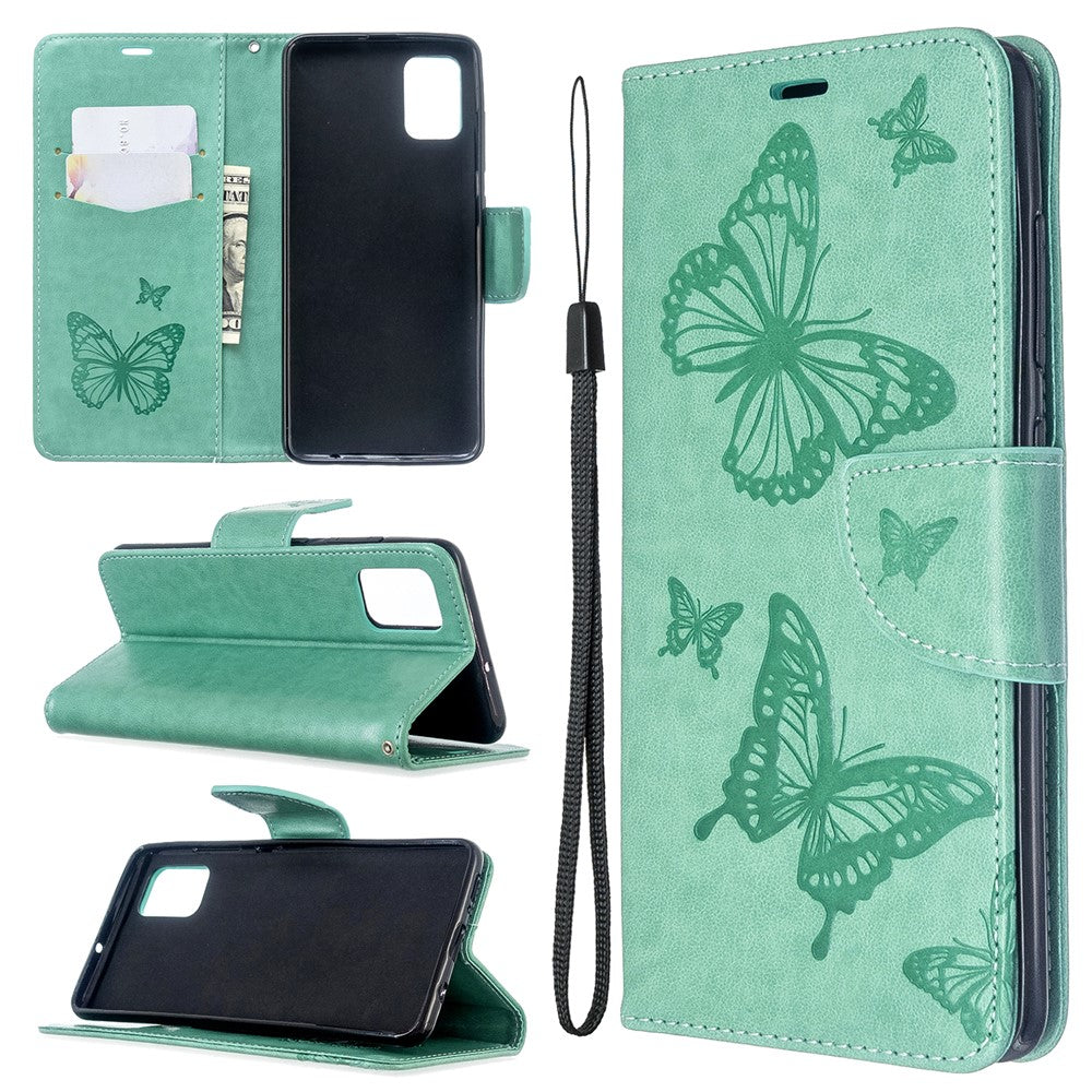 Imprint Butterfly Wallet Leather Stand Case for Samsung Galaxy A51