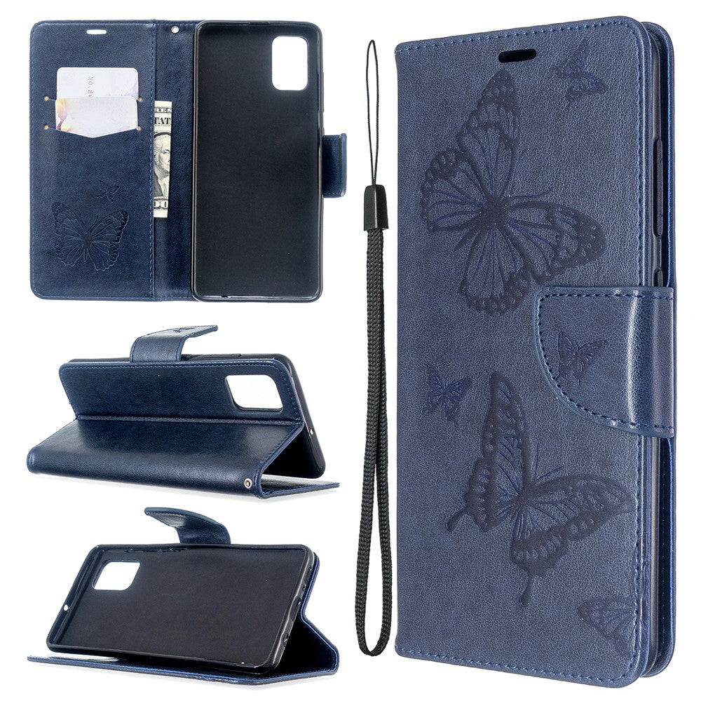 Imprint Butterfly Wallet Leather Stand Case for Samsung Galaxy A51