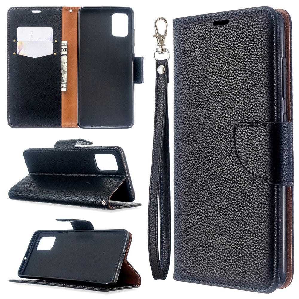 Litchi Skin Läder Plånboksfodral till Samsung Galaxy A51