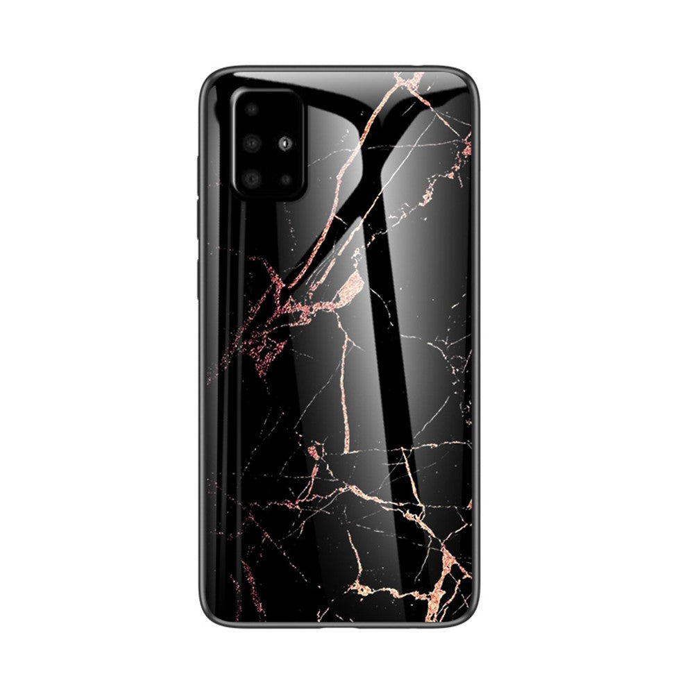 Marble Pattern Phone Case for Samsung Galaxy A51 4G, Tempered Glass + PC Back Soft TPU Frame Anti-Scratch Hybrid Cover