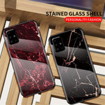 Marble Pattern Phone Case for Samsung Galaxy A51 4G, Tempered Glass + PC Back Soft TPU Frame Anti-Scratch Hybrid Cover