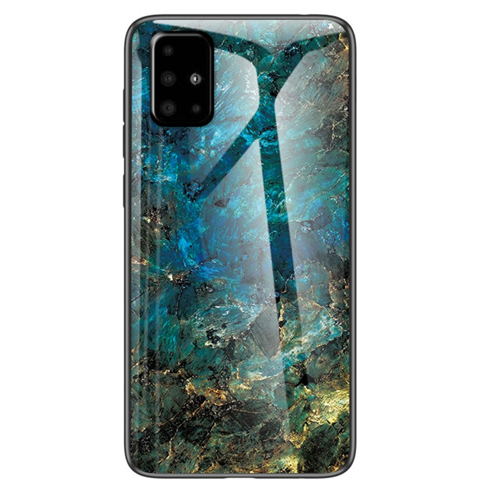 Marble Pattern Phone Case for Samsung Galaxy A51 4G, Tempered Glass + PC Back Soft TPU Frame Anti-Scratch Hybrid Cover