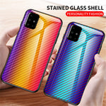 Carbon Fiber Texture Tempered Glass + PC + TPU Combo Casing for Samsung Galaxy A51