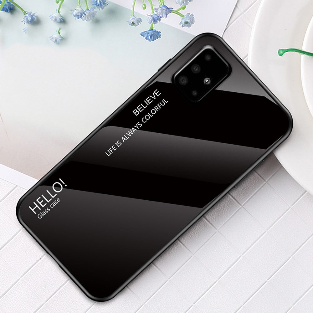 Gradientfarvet Hærdet Glas + PC + TPU Hybridcover til Samsung Galaxy A51