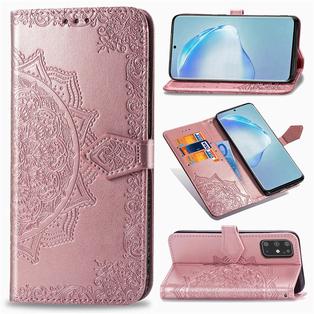 Embossed Mandala Flower Leather Covering for Samsung Galaxy S20 Plus