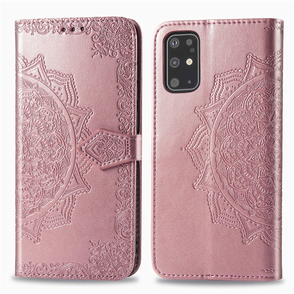 Embossed Mandala Flower Leather Covering for Samsung Galaxy S20 Plus
