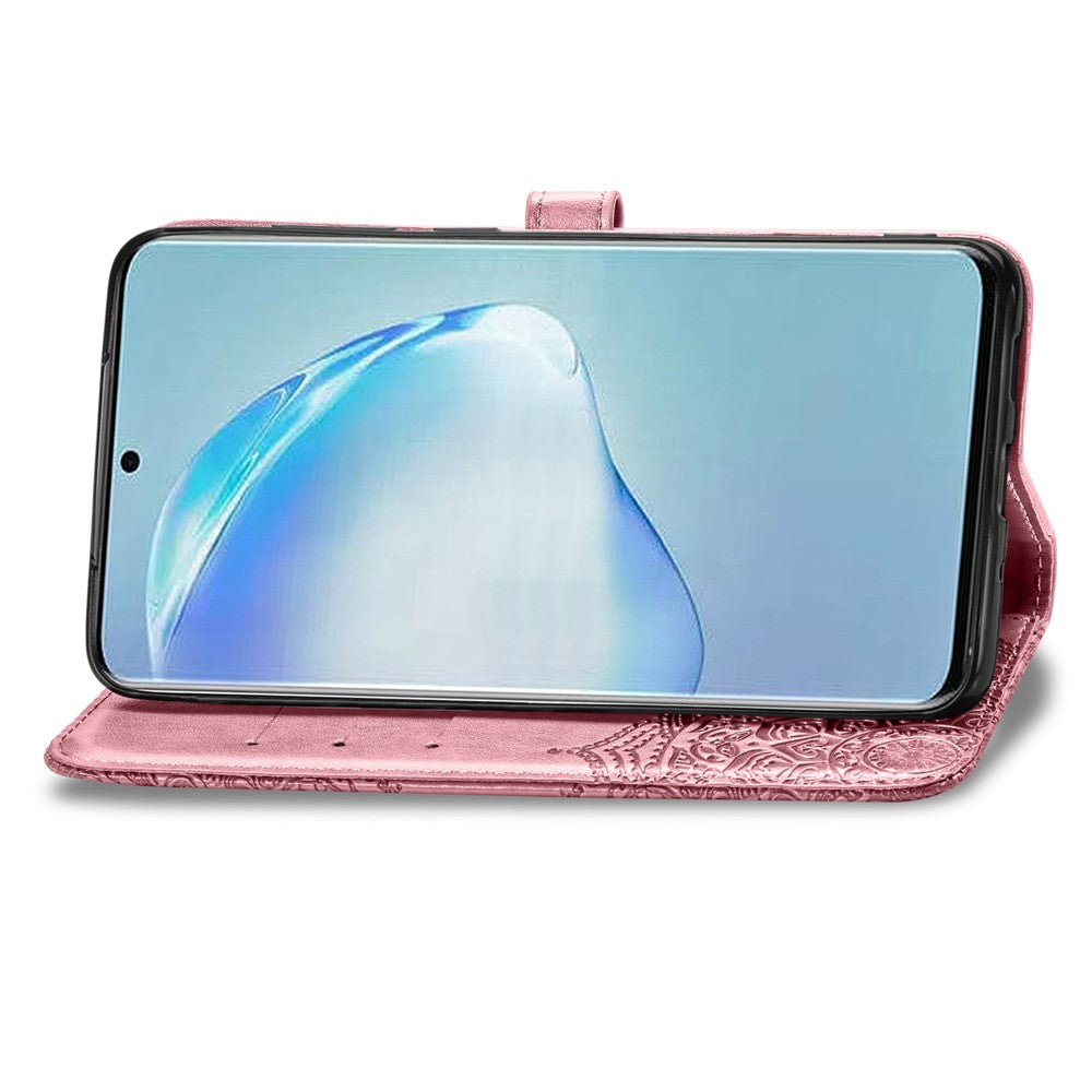 Embossed Mandala Flower Leather Covering for Samsung Galaxy S20 Plus