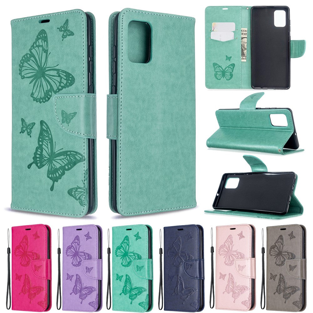 Imprint Butterflies Wallet Stand Flip Leather Case for Samsung Galaxy A71 A715
