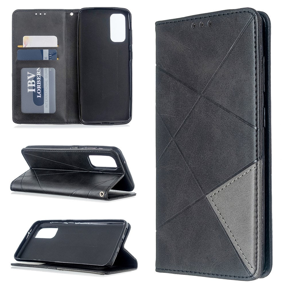 Geometric Pattern Stand Leather Card Holder Case for Samsung Galaxy S20 4G / S20 5G