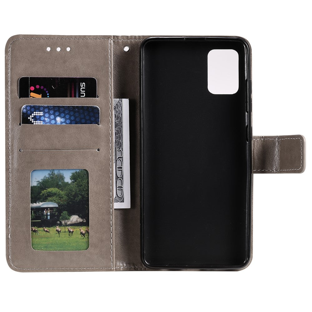 Imprint Flower Pattern Leather Wallet Stand Mobile Cover Case for Samsung Galaxy A51