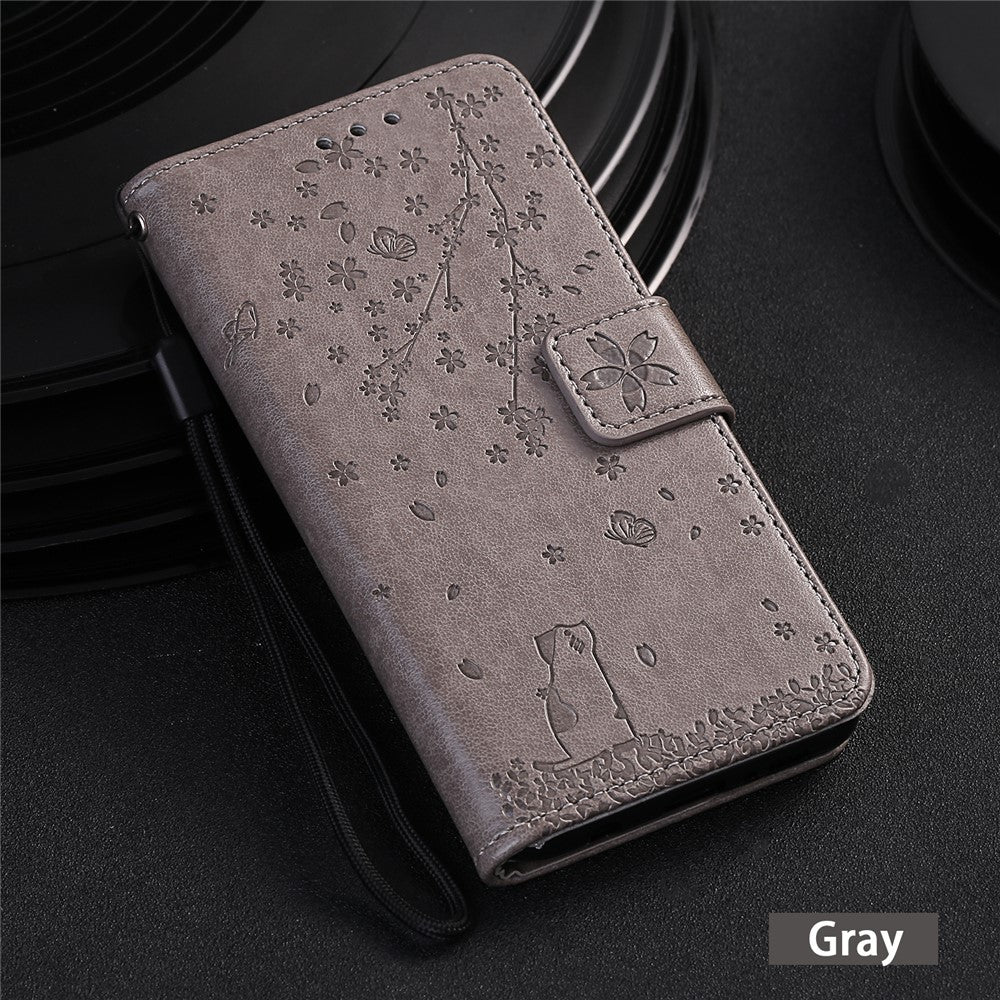 Imprint Flower Pattern Leather Wallet Stand Mobile Cover Case for Samsung Galaxy A51