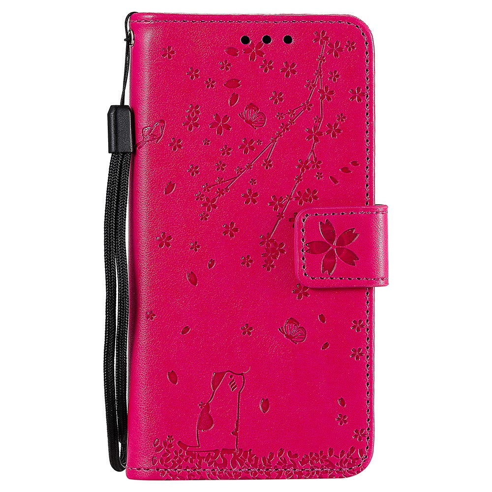 Imprint Flower Pattern Leather Wallet Stand Mobile Cover Case for Samsung Galaxy A51