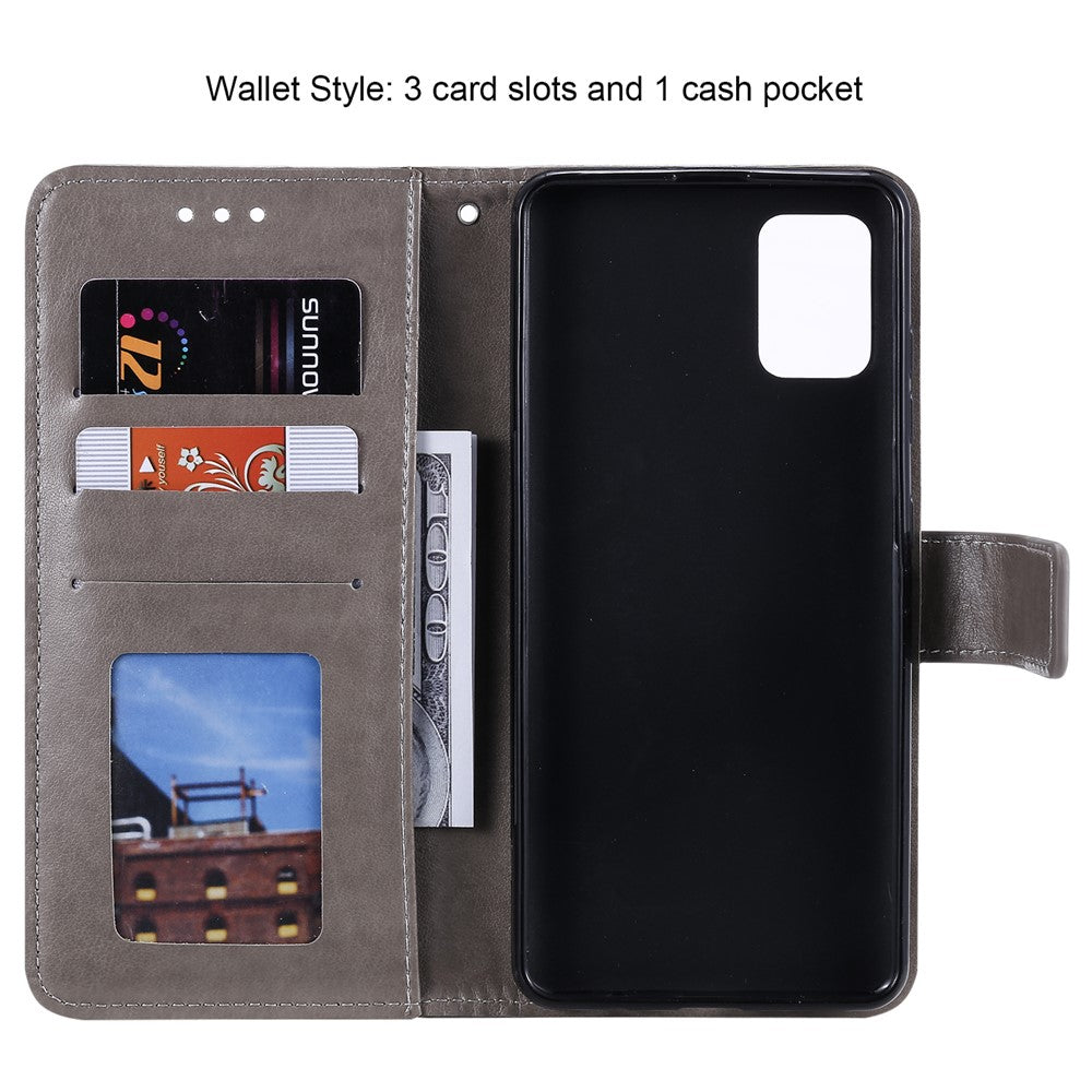 Imprinted Mandala Flower PU Leather Case Flip Stand Wallet Phone Cover with Strap for Samsung Galaxy A51 4G