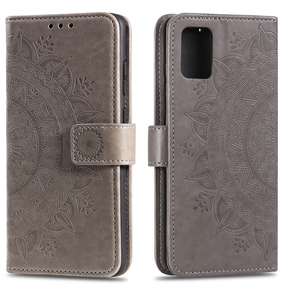 Blomsterpræg Læderpung Telefoncover til Samsung Galaxy A71