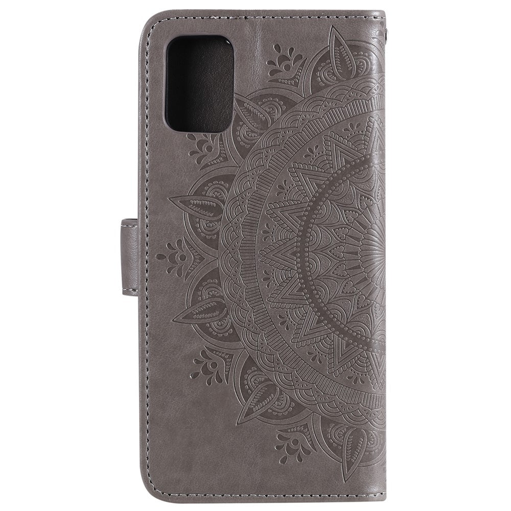 Blomsterpræg Læderpung Telefoncover til Samsung Galaxy A71