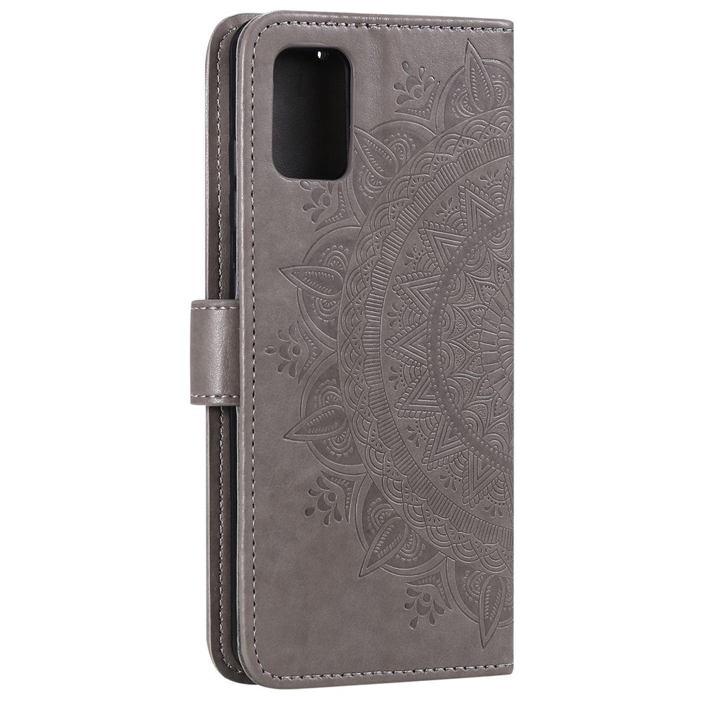 Blomsterpræg Læderpung Telefoncover til Samsung Galaxy A71