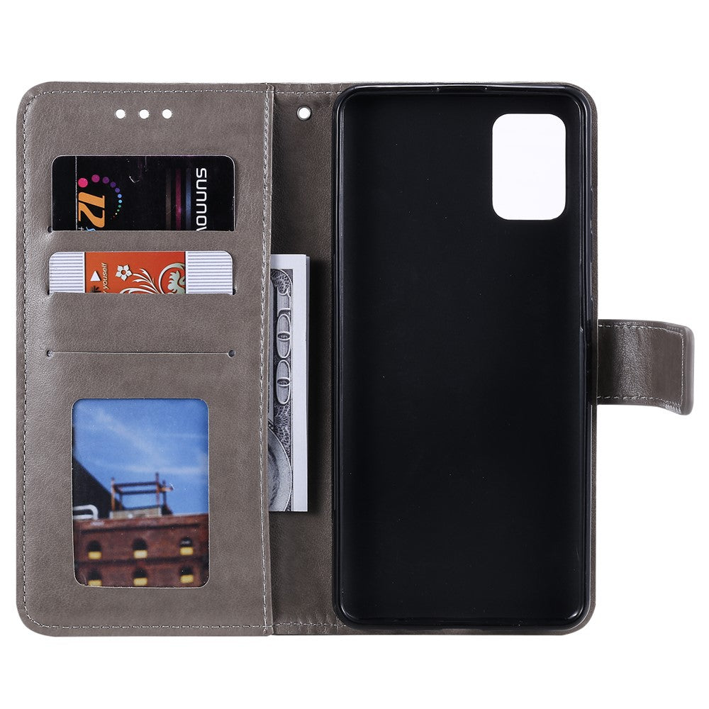 Blomsterpræg Læderpung Telefoncover til Samsung Galaxy A71