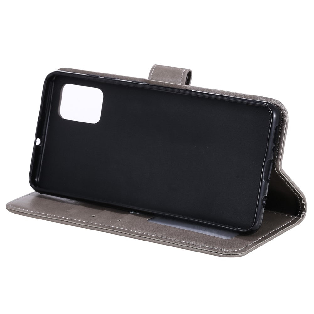 Blomsterpræg Læderpung Telefoncover til Samsung Galaxy A71