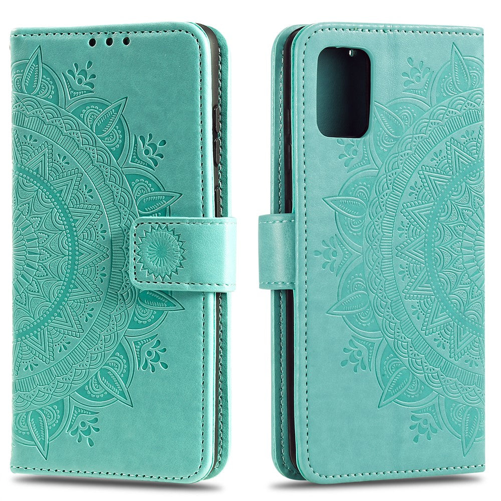 Blomsterpræg Læderpung Telefoncover til Samsung Galaxy A71