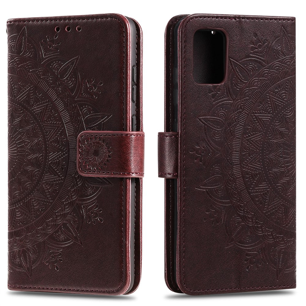 Blomsterpræg Læderpung Telefoncover til Samsung Galaxy A71