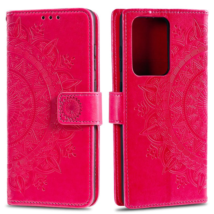 Imprint Flower Leather Wallet Phone Casing for Samsung Galaxy S20 Ultra