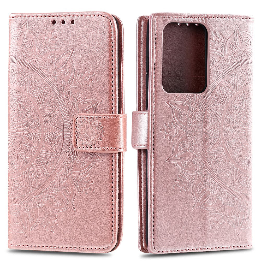 Imprint Flower Leather Wallet Phone Casing for Samsung Galaxy S20 Ultra