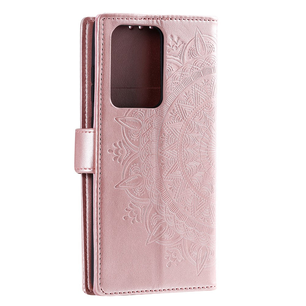 Imprint Flower Leather Wallet Phone Casing for Samsung Galaxy S20 Ultra