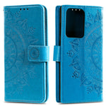 Imprint Flower Leather Wallet Phone Casing for Samsung Galaxy S20 Ultra